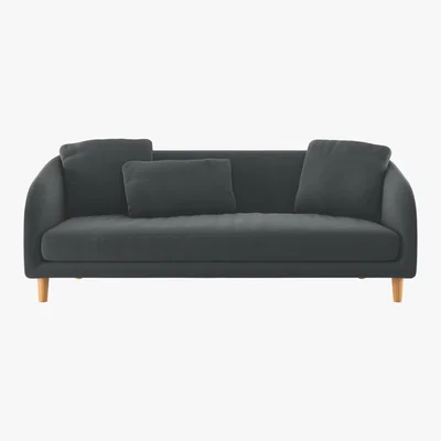 Habitat Colby Grey Velvet 3 Seater Sofa, Wooden Feet, Grey