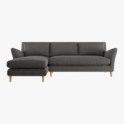 Habitat Keele Charcoal Grey Wool Left -Arm Chaise Sofa, Charcoal