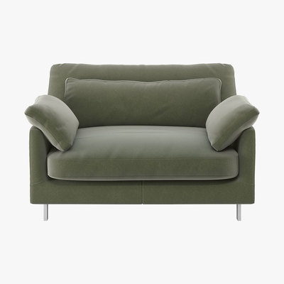 Habitat Cuscino Sage Green Velvet Compact Sofa, Green Green