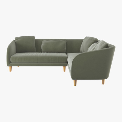 Habitat Colby Sage Green Velvet Left-Arm Corner Sofa, Green Green