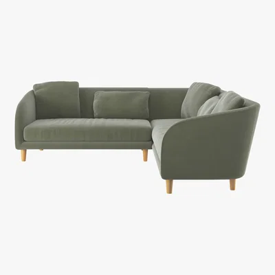 Habitat Colby Sage Green Velvet Left-Arm Corner Sofa, Green Green