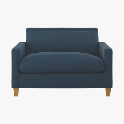 Habitat Chester Navy Blue Tweed Wool Mix Compact Sofa, Oak Stained Feet, Navy