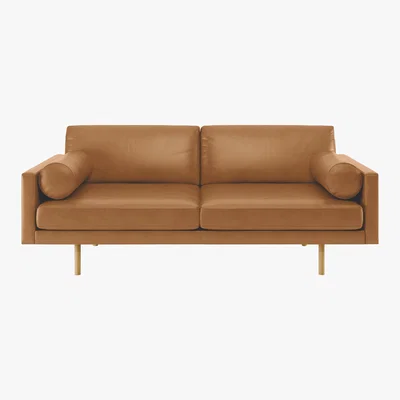 Habitat Spencer Mid Tan Leather 3 Seater Sofa, Oak Legs, Mid Tan