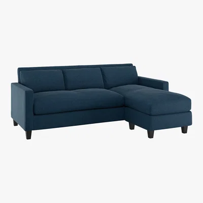 Habitat Chester Navy Blue Tweed Wool Mix 3 Seater Sofa Chaise, Navy