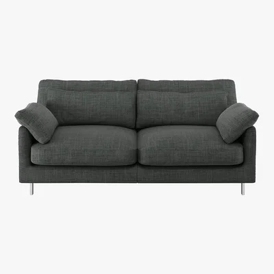 Habitat Cuscino Charcoal Grey Italian Woven FaBric 2 Seater Sofa, Charcoal