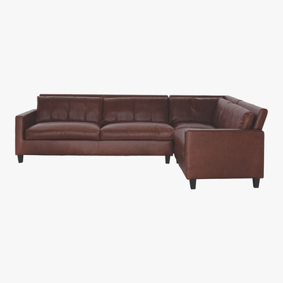 Habitat Chester Tan Leather Left-Arm Corner Sofa, Dark Stained Feet, Tan, dark stained feet
