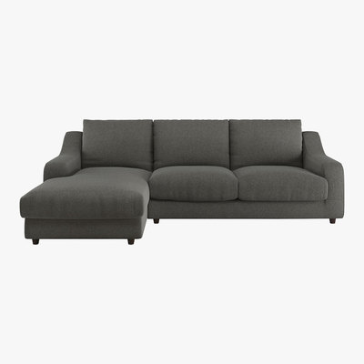Habitat Slope Charcoal Grey Wool Tweed Left Arm Chaise Sofa, Charcoal