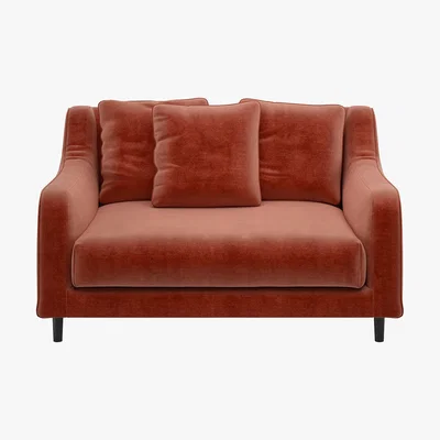 Habitat Swift Orange Velvet Loveseat Sofa, Orange