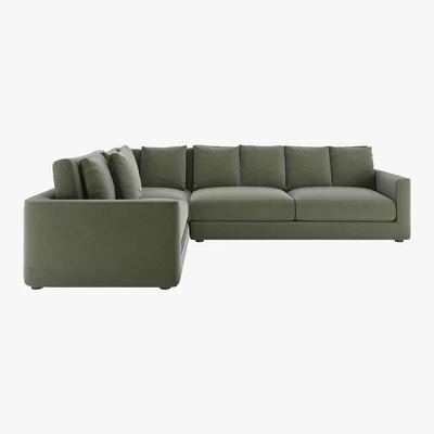 Habitat Rupert Sage Green Velvet Right Arm Corner Sofa, Green Green
