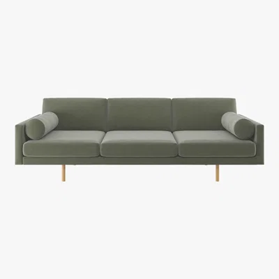 Habitat Spencer Sage Green Velvet 4 Seater Sofa, Oak Legs, Green Green