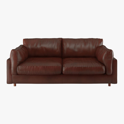 Habitat Elkin Tan Leather 3 Seater Sofa, Brown