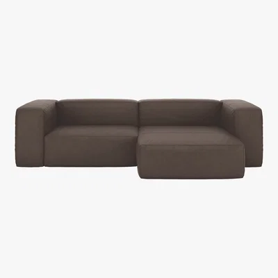 Habitat Opollo Brown Luxury Leather Small Right Arm Chaise Sofa, Brown