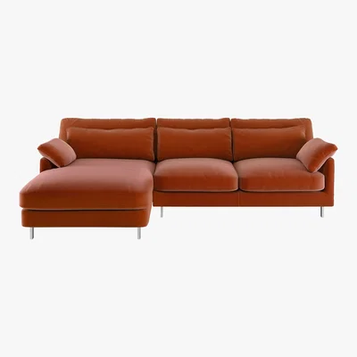Habitat Cuscino Orange Velvet Left Hand-Arm Sofa, Orange