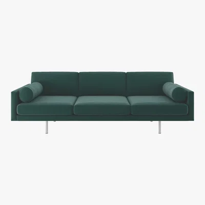 Habitat Spencer Emerald Green Velvet 4 Seater Sofa, Metal Legs, Green