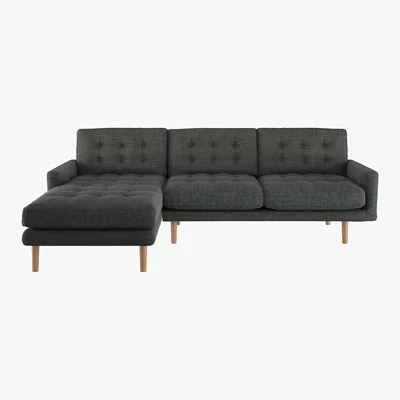 Habitat Fenner Charcoal Grey Italian Woven Left-Hand 4 Seater Chaise Sofa, Charcoal