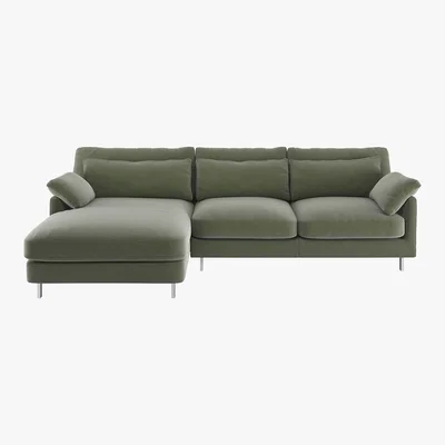 Habitat Cuscino Sage Green Velvet Left-Arm Chaise Sofa, Green Green