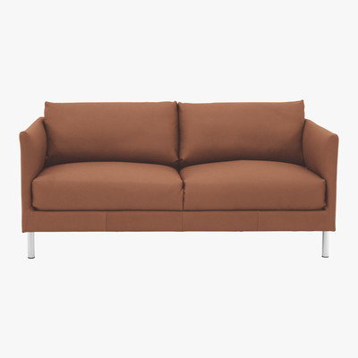 Habitat Hyde Tan Premium Leather 2 Seater Sofa, Metal Leg, Tan