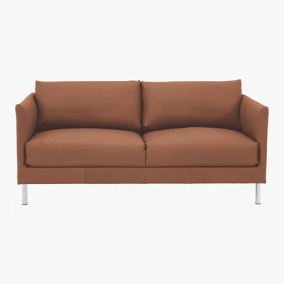 Habitat Hyde Tan Premium Leather 2 Seater Sofa, Metal Leg, Tan