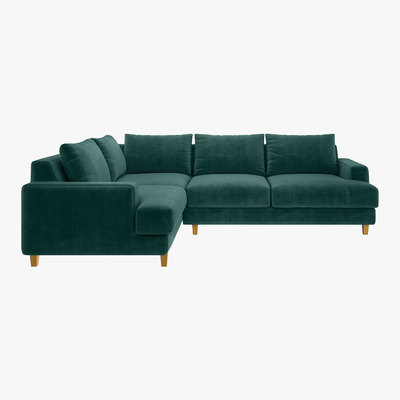 Habitat Wiltons Emerald Green Velvet Right Hand Corner Sofa, Green