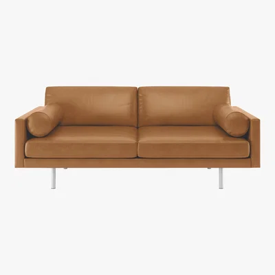 Habitat Spencer Mid Tan Leather 3 Seater Sofa, Metal Legs, Mid Tan