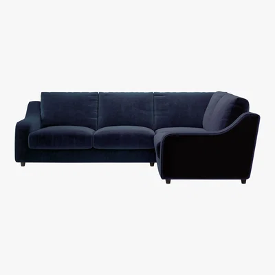 Habitat Slope Navy Blue Velvet Left Arm Corner Sofa, Dark Blue