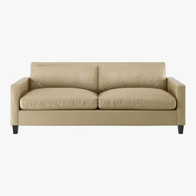 Habitat Chester Stone Leather 3 Seat Sofa, Dark Feet, Stone