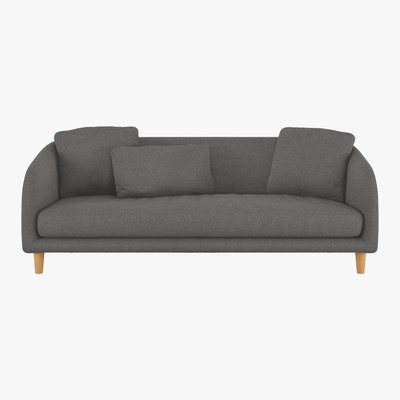 Habitat Colby Charcoal Grey Wool Tweed 3 Seater Sofa, Charcoal