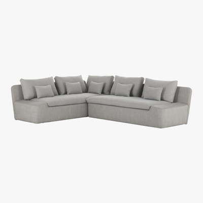 Habitat Kasha Light Grey Textured FaBric Right-Arm Corner Sofa, Grey