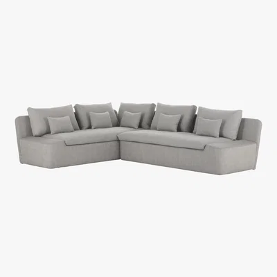 Habitat Kasha Light Grey Textured FaBric Right-Arm Corner Sofa, Grey