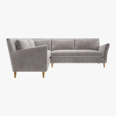 Habitat Keele Light Grey Velvet Right -Arm Corner Sofa, Grey