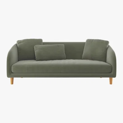 Habitat Colby Sage Green  Velvet 3 Seater Sofa, Green Green