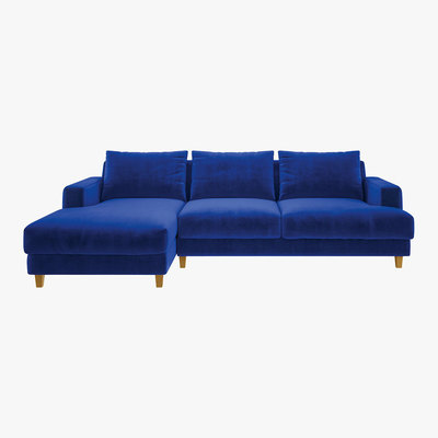 Habitat Wiltons Cobalt Blue Velvet Left Hand Chaise Sofa, Blue