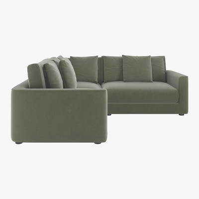 Habitat Rupert Sage Green Velvet Reversible Corner Sofa, Green Green