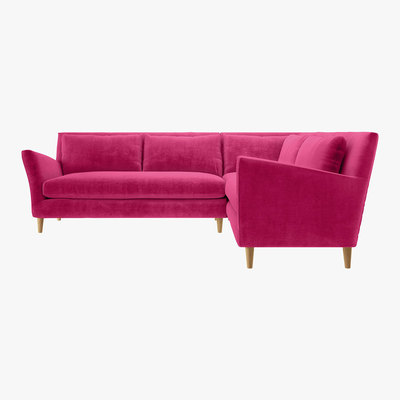 Habitat Keele Pink Velvet Left -Arm Corner Sofa, Pink