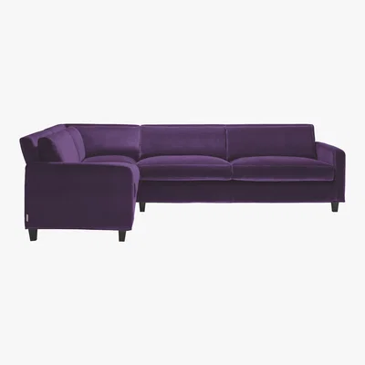 Habitat Chester Purple Velvet Right-Arm Corner Sofa, Dark Stained Feet, Purple
