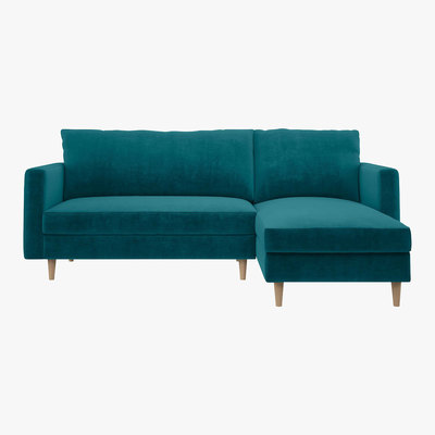 Habitat Naya Green Velvet Right Hand Chaise Sofa, Green