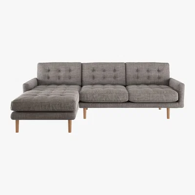 Habitat Fenner Black & White Woven Left-Hand 4 Seat Chaise Sofa, Black And White