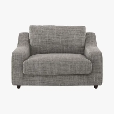 Habitat Slope Black And White Italian FaBric Woven Loveseat Sofa, Black And White