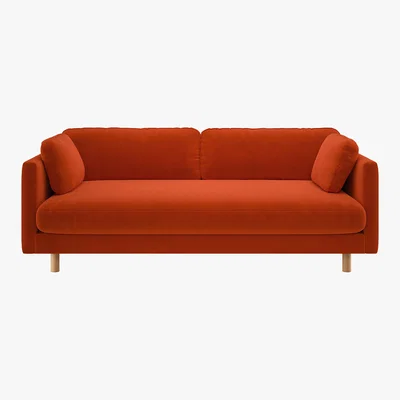 Habitat Mori Orange Velvet 3 Seater Sofa, Orange