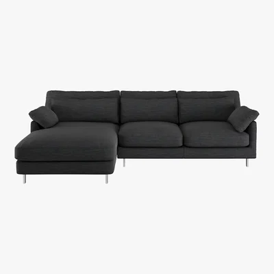 Habitat Cuscino Charcoal Grey Textured Left-Arm Chaise Sofa, Charcoal