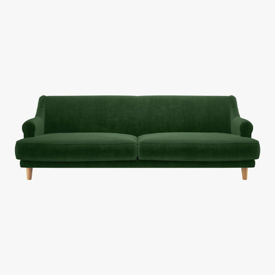 Habitat Townsend Moss Green Velvet 4 Seater Sofa, Moss Green