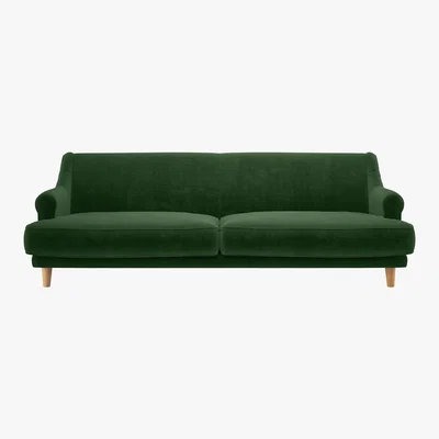 Habitat Townsend Moss Green Velvet 4 Seater Sofa, Moss Green