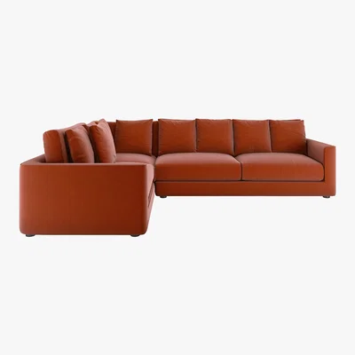 Habitat Rupert Orange Velvet Right Arm Corner Sofa, Orange