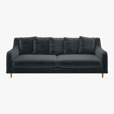 Habitat Swift Dark Grey Velvet 3 Seater Sofa, Grey