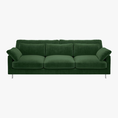 Habitat Cuscino Moss Green Velvet 3 Seater Sofa, Moss Green