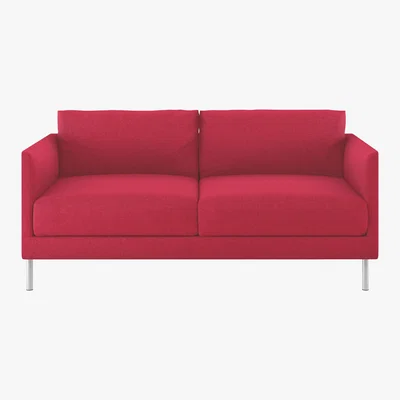 Habitat Hyde Red Textured Woven FaBric 3 Seater Sofa, Metal Leg, Red