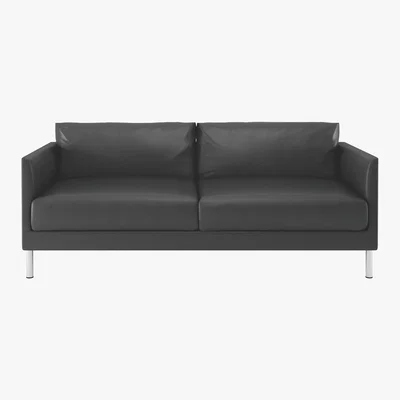 Habitat Hyde Black Leather 3 Seater Sofa, Metal Legs, Black