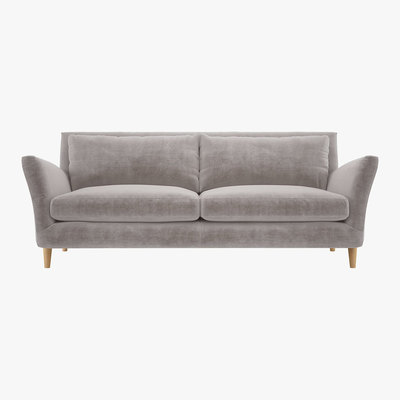 Habitat Keele Light Grey Velvet 3 Seat Sofa, Grey