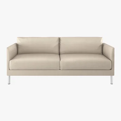 Habitat Hyde Cream Leather 3 Seater Sofa, Metal Legs, Cream