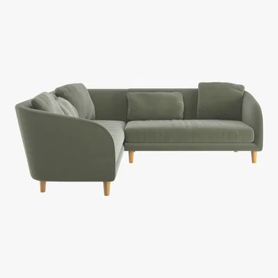 Habitat Colby Sage Green Velvet Right Arm Corner Sofa, Green Green